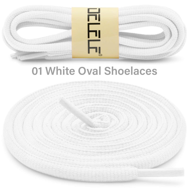 DELELE Oval Athletic Shoelaces Half Round Shoe Laces White 2 Pair 39.37" - Image 2